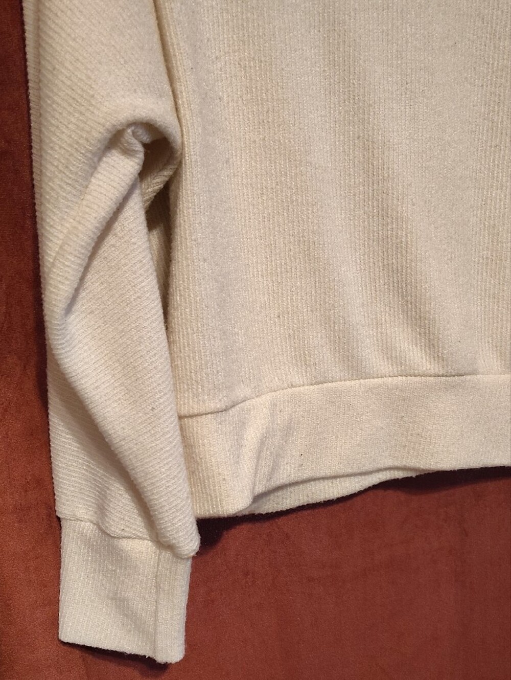 Cream Ribbed Pullover Sweater - Picture 2 of 5